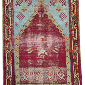 Handmade Turkish Rug with Floral Medallion
