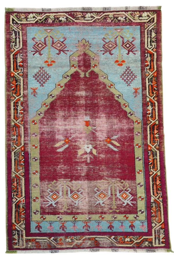 Handmade Turkish Rug with Floral Medallion