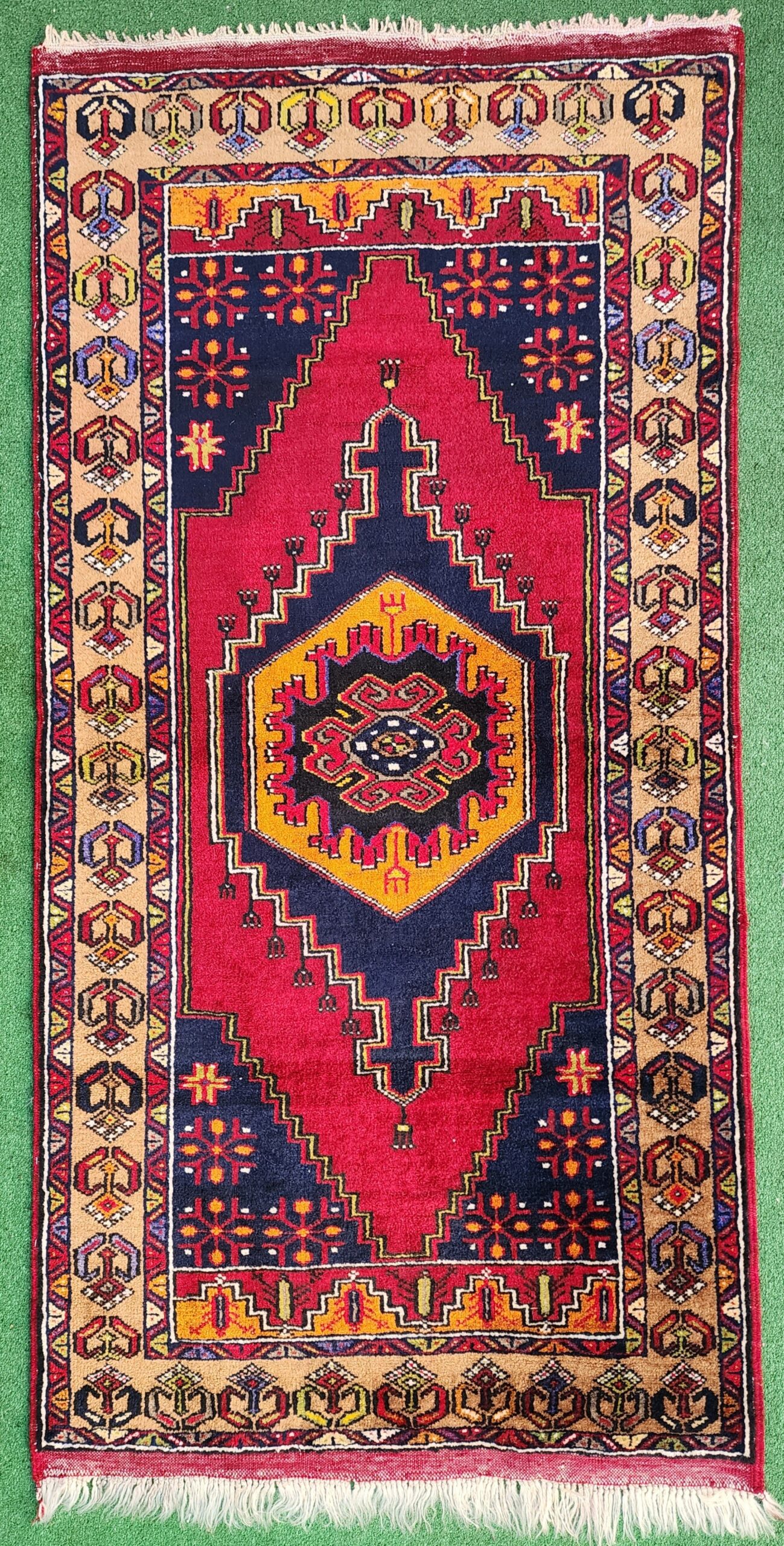 Newly Woven Turkish Rug - Classic Red and Blue