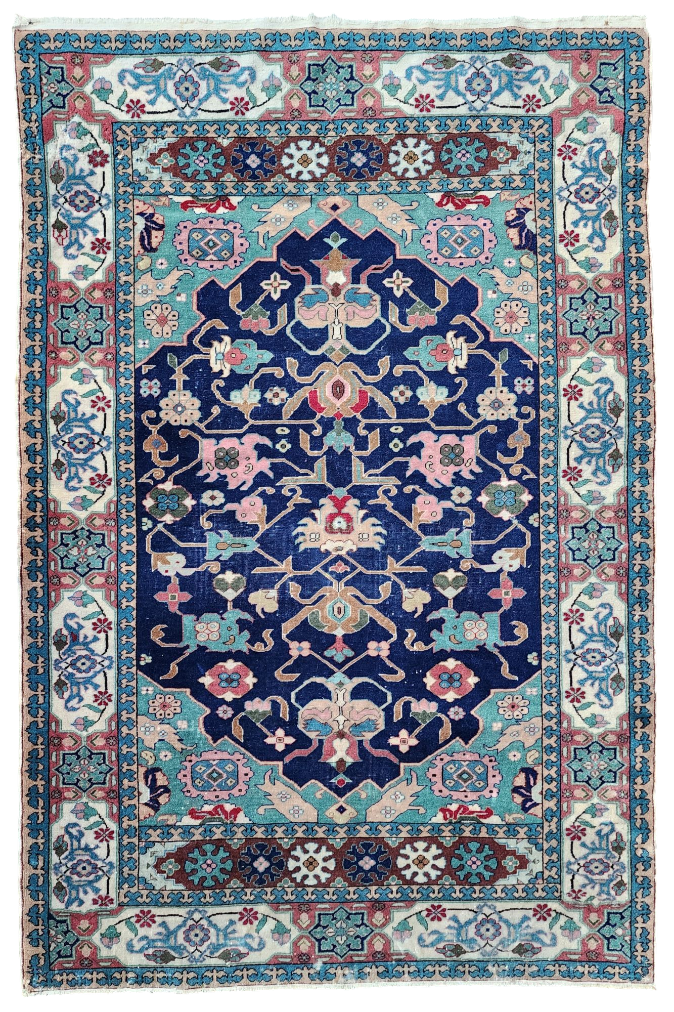 Vintage Turkish Rug - Bold Red and Ivory